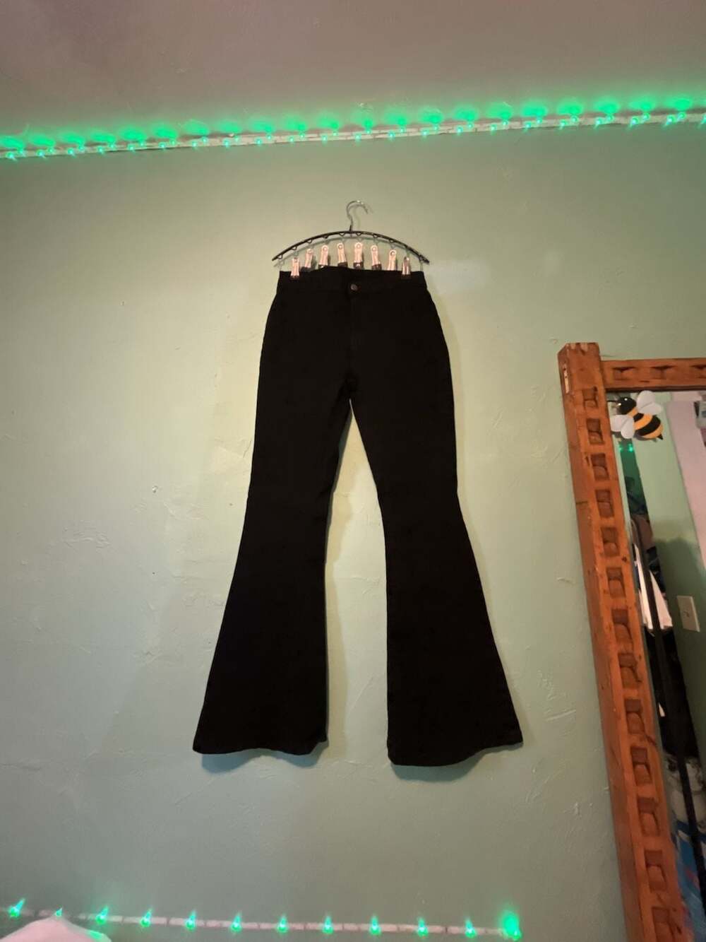 Black High-Waisted Flare Bell Bottom Pull-On Pants